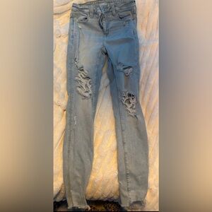 American Eagle Outfitters Ripped Blue Skinny Jeans